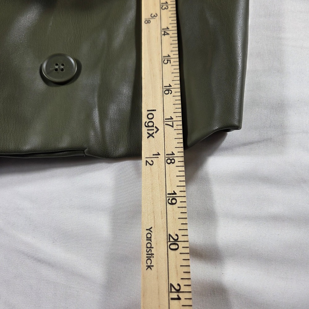 Philosophy Republic Clothing Olive Green Faux Leather Cropped Blazer Jacket 4 - Picture 6 of 7